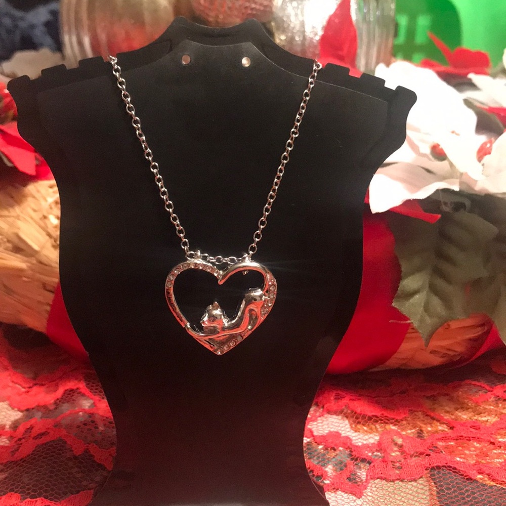 Cat heart necklace